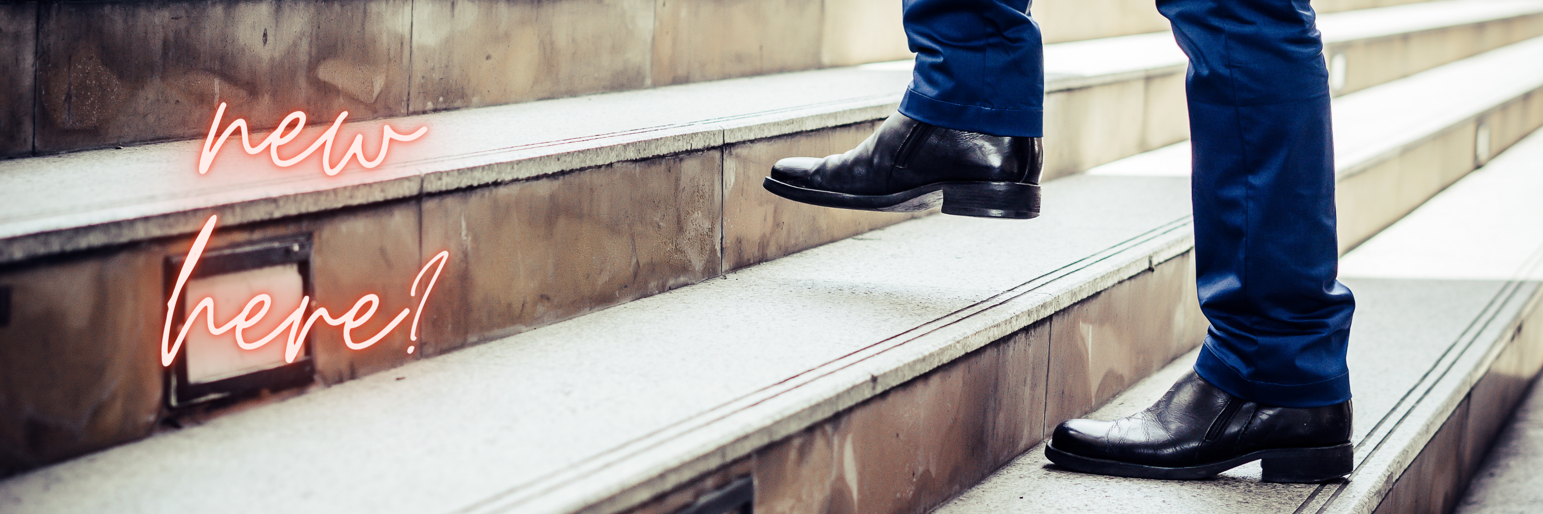 Man walking up stairs